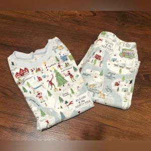 Pottery Barn Unisex Christmas north pole organic cotton pajamas size 10 …
